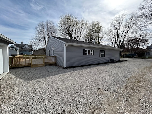103 N Nebraska St, North Salem, IN 46165 - exterior space featuring a wooden deck and central air condition unit