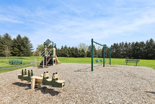244 W Admiral Way S, Carmel, IN 46032 - community jungle gym featuring a lawn and view of wooded area
