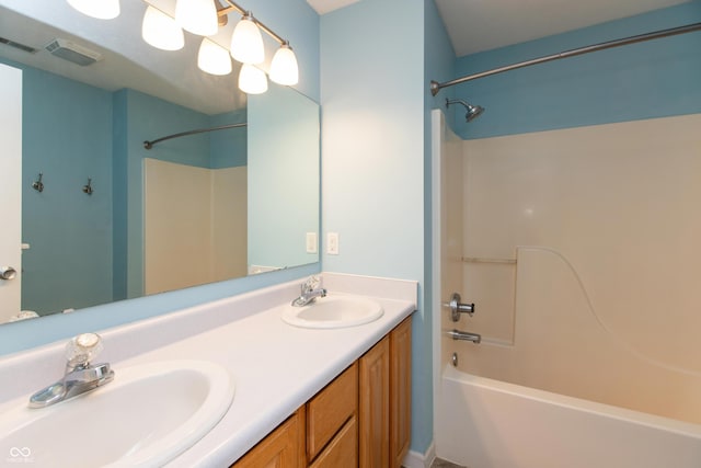 1579 Winding Creek Trl, Brownsburg, IN 46112 - bathroom featuring shower / bathtub combination and double vanity