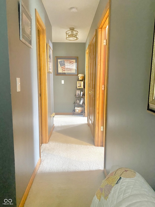 hall with carpet flooring and baseboards