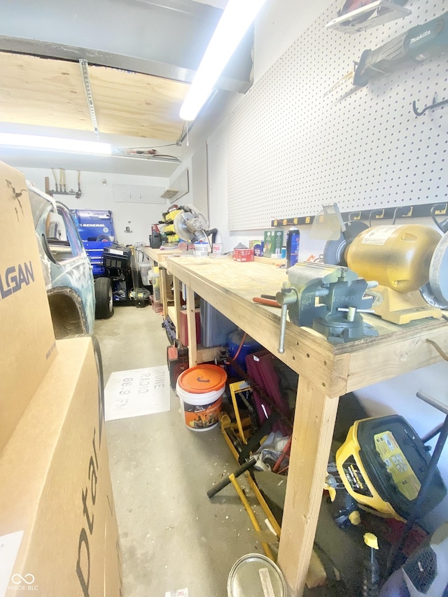 interior space with a workshop area