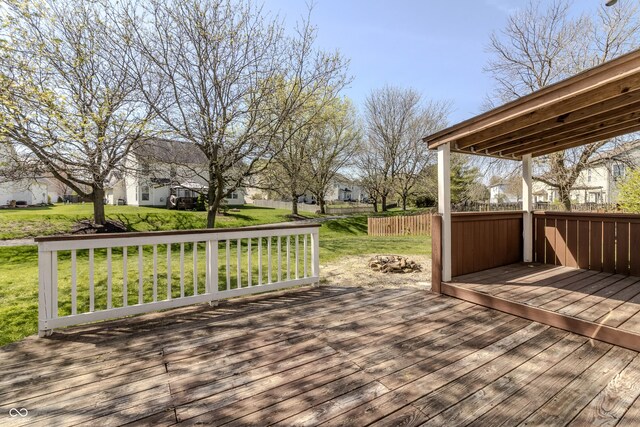 wooden deck with fence and a yard