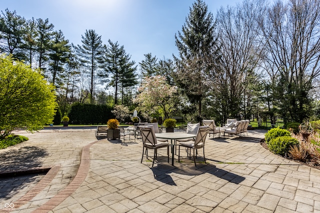 view of patio featuring outdoor dining space