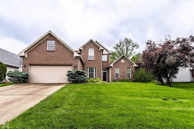 7131 Topp Creek Ct, Indianapolis, IN 46214 - traditional-style home featuring brick siding, concrete driveway, and a front yard