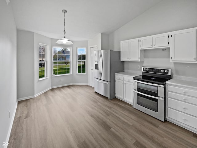 491 Westview Dr, Bargersville, IN 46106 - kitchen featuring light countertops, light wood-type flooring, appliances with stainless steel finishes, and white cabinetry