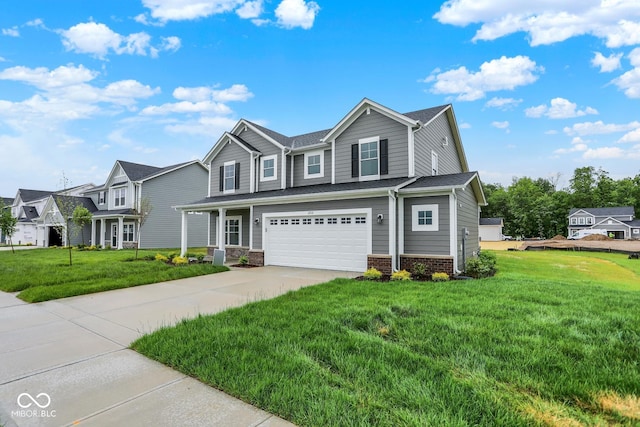 2712 Glade Ave, Plainfield, IN 46168 - view of front of home featuring driveway, an attached garage, a front yard, and brick siding