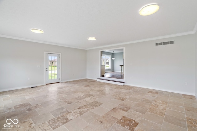 6519 Rothchild Blvd, Indianapolis, IN 46278 - empty room with baseboards, visible vents, stone finish floor, and ornamental molding