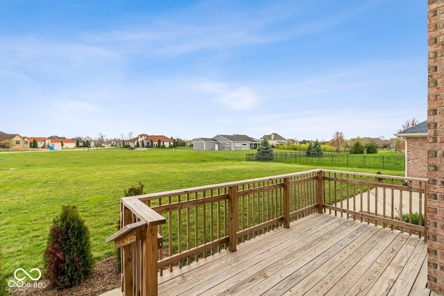 6519 Rothchild Blvd, Indianapolis, IN 46278 - deck featuring a fenced backyard, a residential view, and a yard