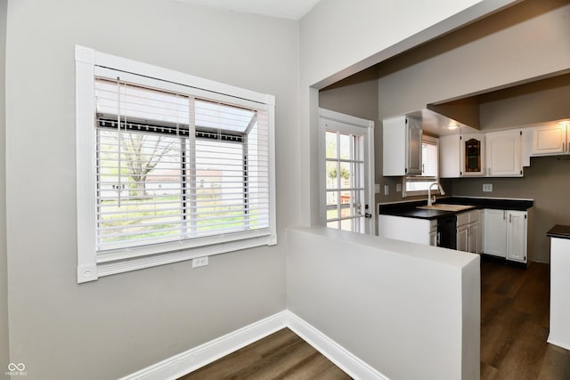 106 S Wayburn St, Indianapolis, IN 46229 - kitchen featuring white cabinetry, a sink, and dark wood-style floors