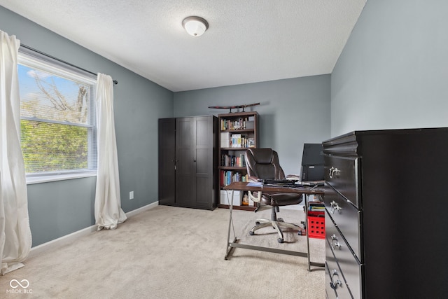 4464 Four Seasons Cir, Indianapolis, IN 46226 - carpeted home office featuring a textured ceiling and baseboards