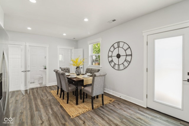 625 N Temple Ave, Indianapolis, IN 46201 - dining area featuring wood finished floors, baseboards, and recessed lighting