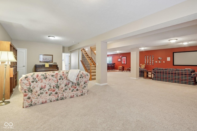 1361 Trescott Dr, Westfield, IN 46074 - living area featuring carpet and stairs