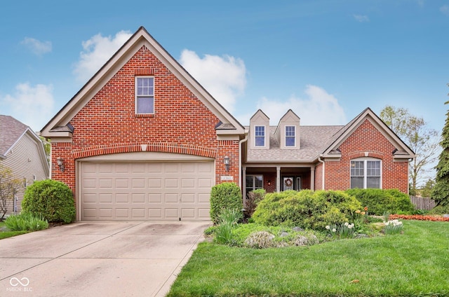 1361 Trescott Dr, Westfield, IN 46074 - traditional-style house featuring brick siding, a front lawn, driveway, and a shingled roof