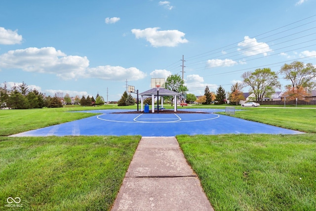 1361 Trescott Dr, Westfield, IN 46074 - view of basketball court with a gazebo, a lawn, and community basketball court