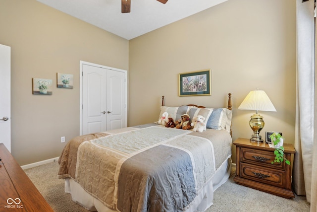 1361 Trescott Dr, Westfield, IN 46074 - carpeted bedroom featuring a closet, ceiling fan, and baseboards