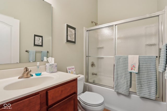 1361 Trescott Dr, Westfield, IN 46074 - bathroom featuring vanity, enclosed tub / shower combo, and toilet