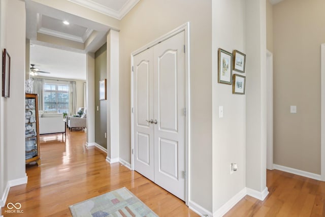 1361 Trescott Dr, Westfield, IN 46074 - hallway with ornamental molding, light wood-style floors, and baseboards