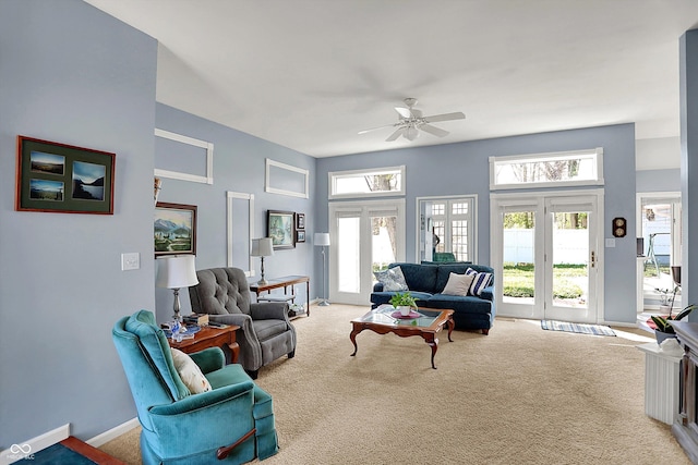 424 Orchard Blvd, Danville, IN 46122 - living area with ceiling fan, baseboards, and carpet