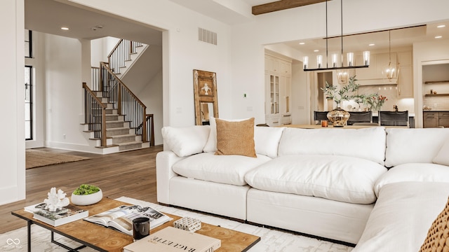 8082 Abington Way, Zionsville, IN 46077 - living room featuring recessed lighting, wood finished floors, and visible vents