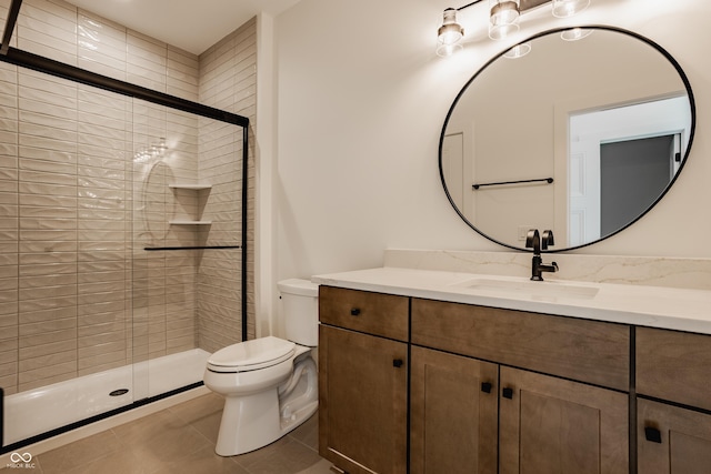 8082 Abington Way, Zionsville, IN 46077 - bathroom with vanity, toilet, a stall shower, and tile patterned floors