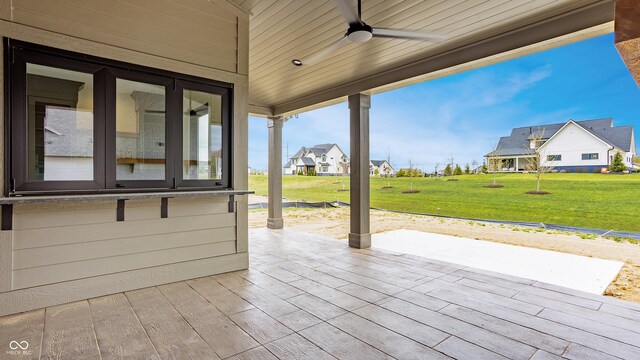 8082 Abington Way, Zionsville, IN 46077 - view of patio with a residential view and a ceiling fan