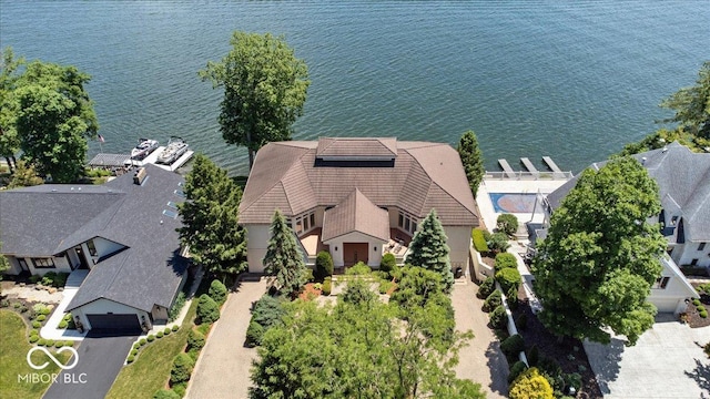 10919 Brigantine Dr, Indianapolis, IN 46256 - birds eye view of property featuring a water view