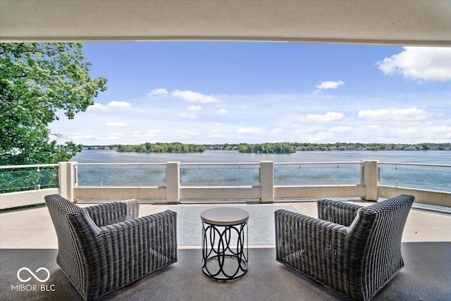 10919 Brigantine Dr, Indianapolis, IN 46256 - balcony featuring a patio area and a water view