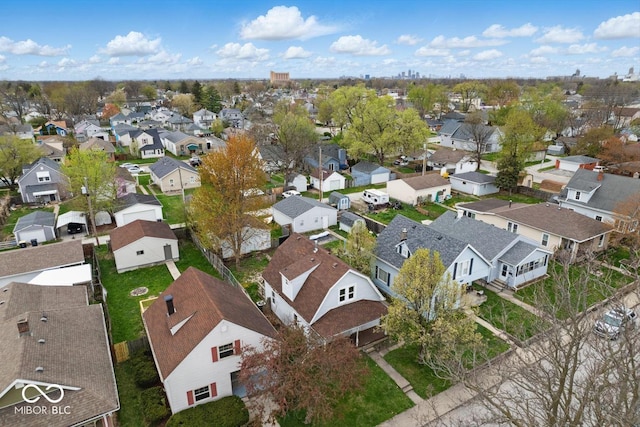 birds eye view of property with a residential view
