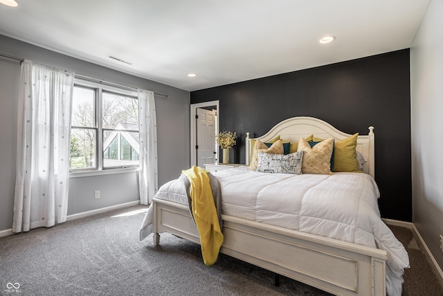 1995 W 116th St, Carmel, IN 46032 - bedroom with baseboards, recessed lighting, carpet floors, and visible vents
