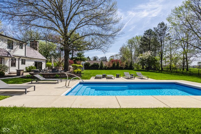 1995 W 116th St, Carmel, IN 46032 - outdoor pool featuring a patio area, fence, and a yard