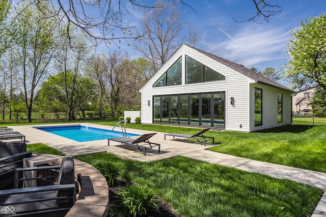 1995 W 116th St, Carmel, IN 46032 - pool with a lawn, an outdoor structure, fence private yard, and a patio area