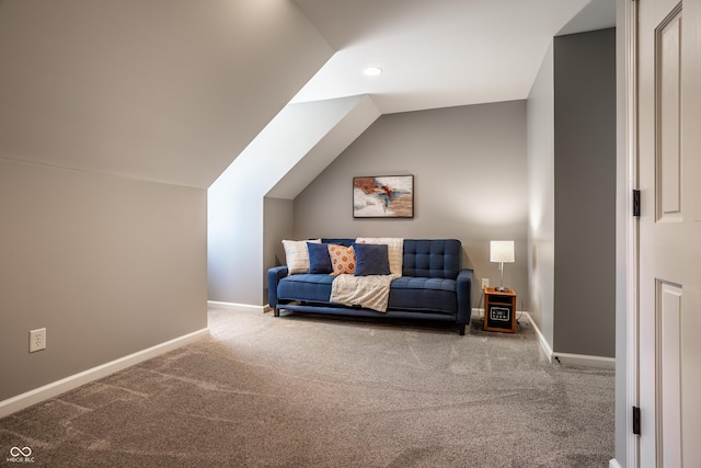 1995 W 116th St, Carmel, IN 46032 - sitting room with baseboards, recessed lighting, carpet, and lofted ceiling