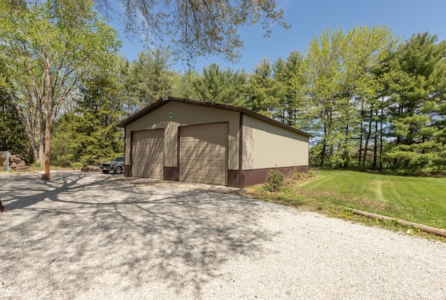 view of detached garage