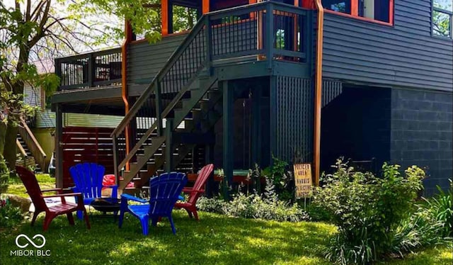 256 Riverwood Dr, Noblesville, IN 46062 - view of jungle gym featuring a wooden deck and stairway