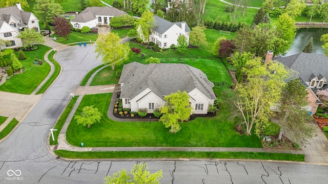 aerial view with a residential view
