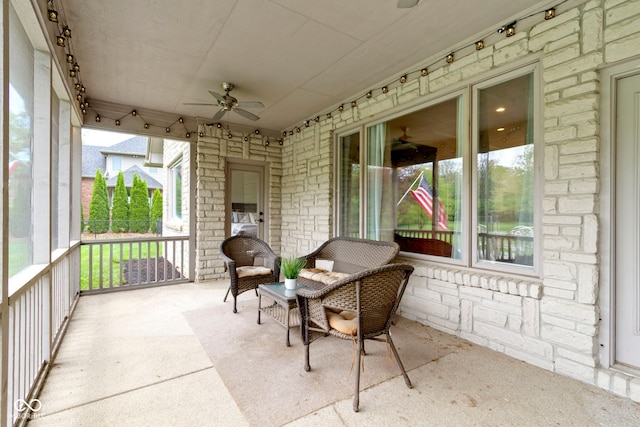 view of patio with a ceiling fan