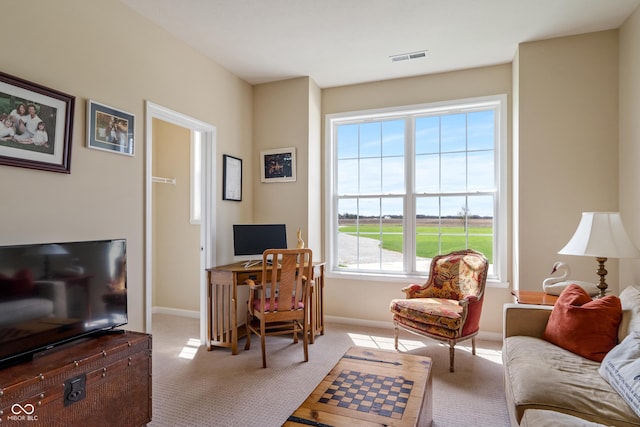 52 E 286th St, Atlanta, IN 46031 - living area with baseboards, visible vents, and light colored carpet