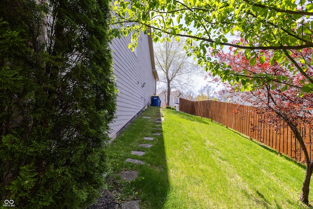 view of yard with fence