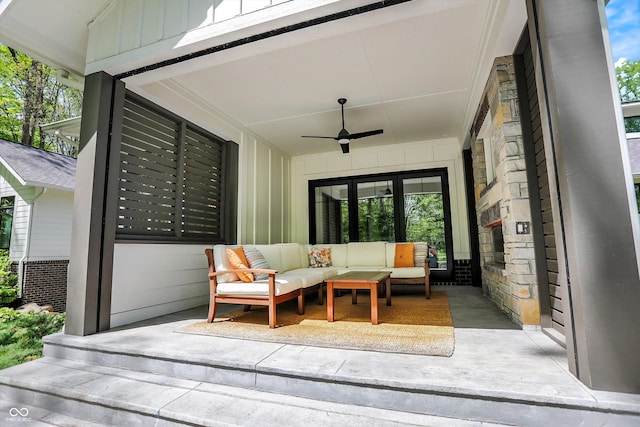 10725 Holliday Farms Blvd, Zionsville, IN 46077 - view of patio / terrace featuring an outdoor living space and a ceiling fan