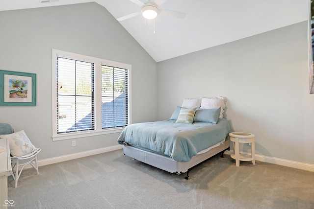10725 Holliday Farms Blvd, Zionsville, IN 46077 - carpeted bedroom with lofted ceiling, baseboards, and a ceiling fan