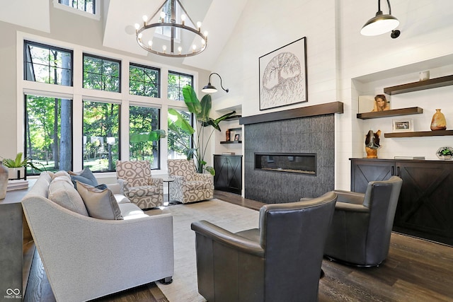 10725 Holliday Farms Blvd, Zionsville, IN 46077 - living area with high vaulted ceiling, wood finished floors, and healthy amount of natural light