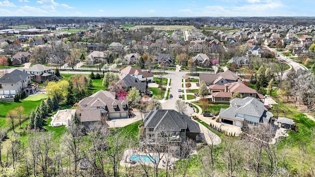 birds eye view of property with a residential view