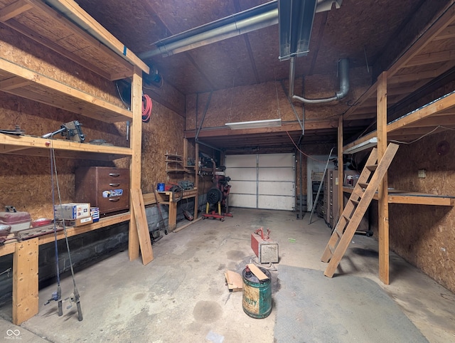 garage featuring a workshop area