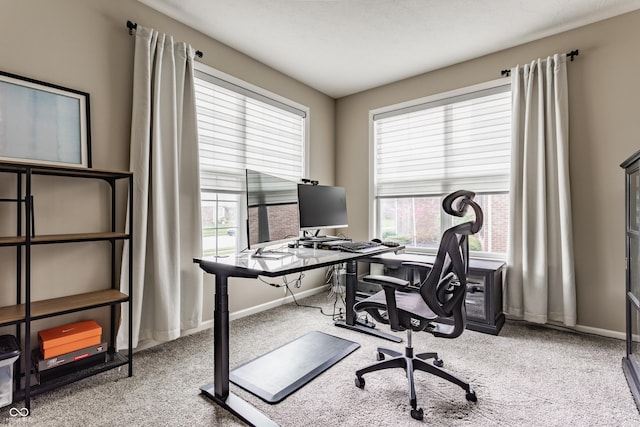 office space with carpet floors and baseboards
