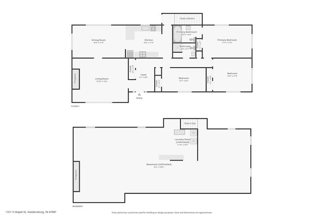 1301 N Maple St, Veedersburg, IN 47987 - floor plan