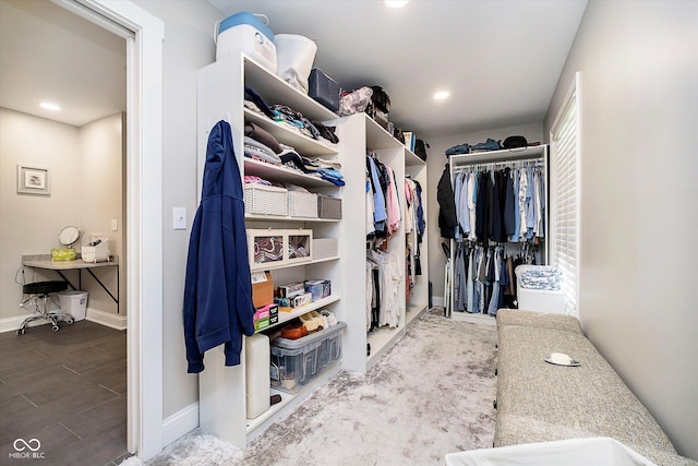spacious closet featuring wood finished floors