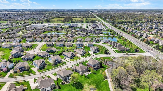 13836 Fieldcrest Dr, Mccordsville, IN 46055 - drone / aerial view featuring a water view and a residential view