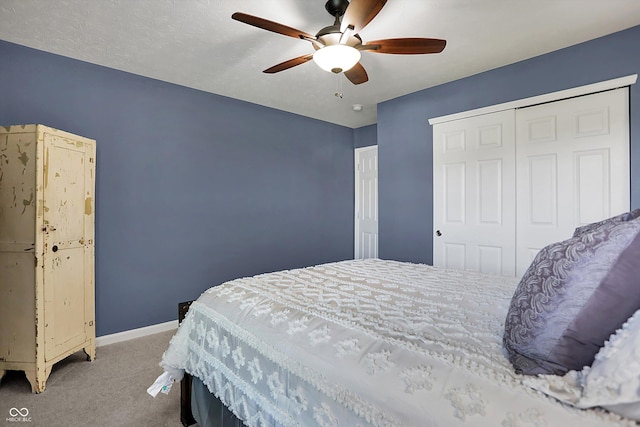 13836 Fieldcrest Dr, Mccordsville, IN 46055 - carpeted bedroom with a closet, a ceiling fan, and baseboards