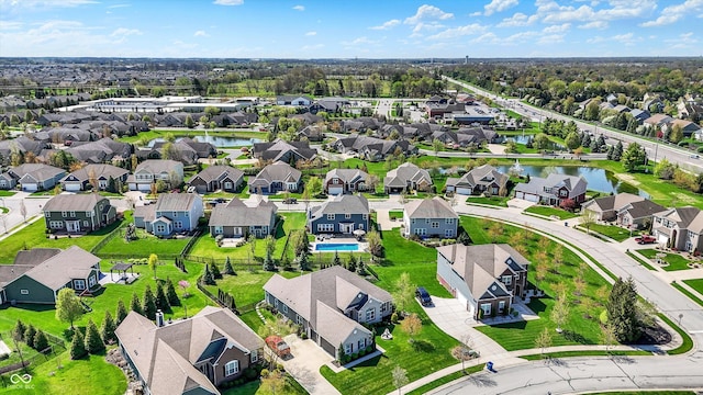 13836 Fieldcrest Dr, Mccordsville, IN 46055 - birds eye view of property with a residential view and a water view