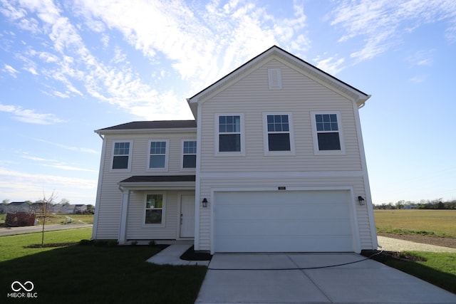 3832 Highcrest Rd, Indianapolis, IN 46239 - traditional-style home with concrete driveway, a garage, and a front yard